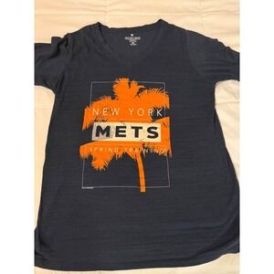 Soft as a Grape New York Mets Spring Training V-Neck Graphic Tee Navy Blue XL